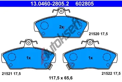 ATE Sada brzdovch destiek AT 602805, AT 21522