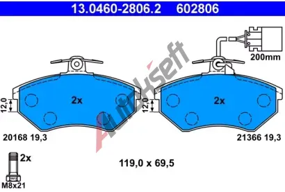 ATE Sada brzdovch destiek AT 21366, AT 602806