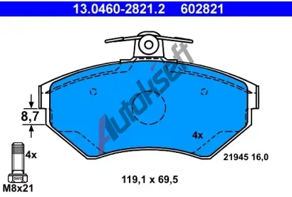 ATE Sada brzdovch destiek AT 21945, AT 602821