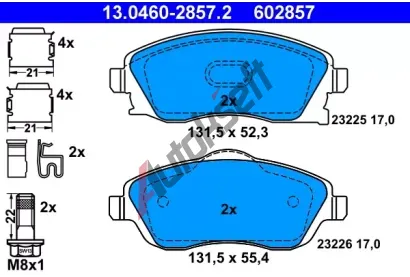 ATE Sada brzdovch destiek AT 602857, AT 23226