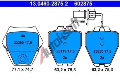 ATE Sada brzdovch destiek AT 23830, AT 602875