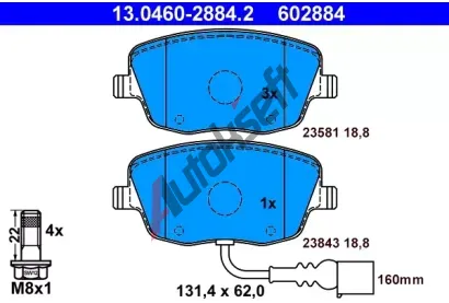 ATE Sada brzdovch destiek AT 23843, AT 602884