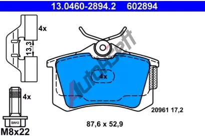 ATE Sada brzdovch destiek AT 602894, AT 20961
