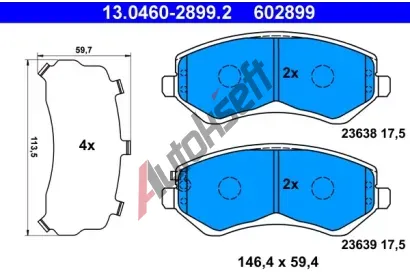 ATE Sada brzdovch destiek AT 23639, AT 602899