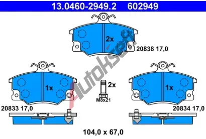 ATE Sada brzdovch destiek AT 602949, AT 20838