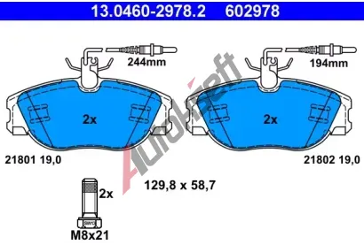 ATE Sada brzdovch destiek AT 21802, AT 602978