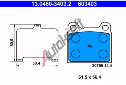 ATE Sada brzdovch destiek AT 20755, AT 603403