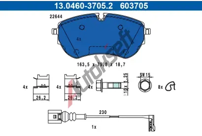 ATE Sada brzdovch destiek AT 603705, 13.0460-3705.2