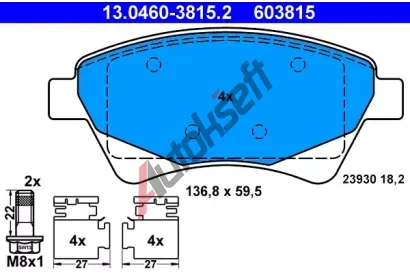 ATE Sada brzdovch destiek AT 23930, AT 603815