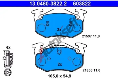 ATE Sada brzdovch destiek AT 21600, AT 603822