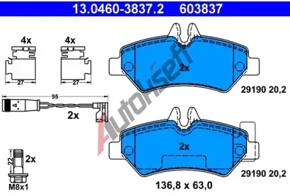 ATE Sada brzdovch destiek AT 29190, AT 603837