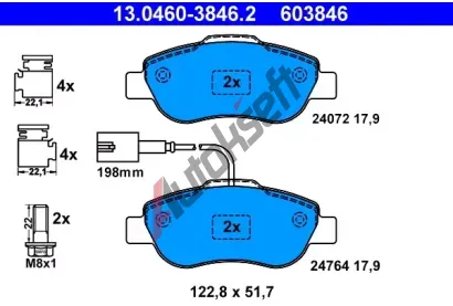ATE Sada brzdovch destiek AT 24764, AT 603846