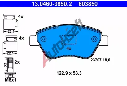 ATE Sada brzdovch destiek AT 603850, AT 23707