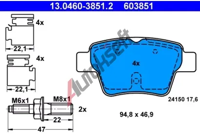 ATE Sada brzdovch destiek AT 24150, AT 603851