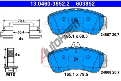 ATE Sada brzdovch destiek AT 24868, AT 603852