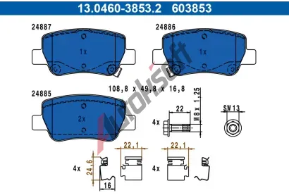 ATE Sada brzdovch destiek AT 24887, AT 603853