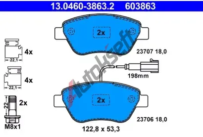 ATE Sada brzdovch destiek AT 603863, AT 23707