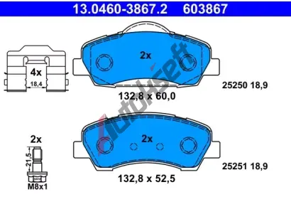 ATE Sada brzdovch destiek AT 603867, 13.0460-3867.2
