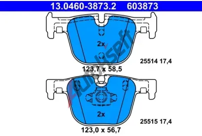 ATE Sada brzdovch destiek AT 603873, 13.0460-3873.2