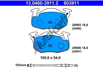 ATE Sada brzdovch destiek AT 603911, AT 20987