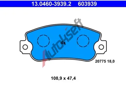 ATE Sada brzdovch destiek AT 603939, AT 20775