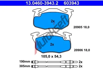 ATE Sada brzdovch destiek AT 20906, AT 603943