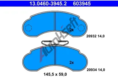 ATE Sada brzdovch destiek AT 20934, AT 603945