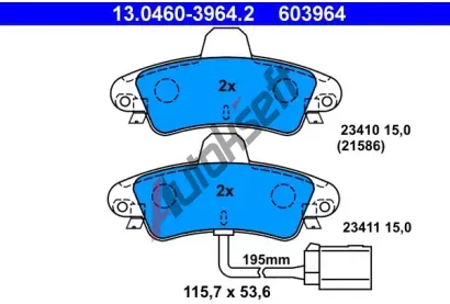 ATE Sada brzdovch destiek AT 23411, AT 603964