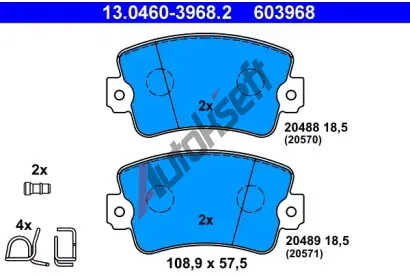 ATE Sada brzdovch destiek AT 603968, AT 20571