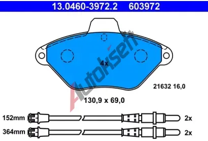ATE Sada brzdovch destiek AT 21632, AT 603972