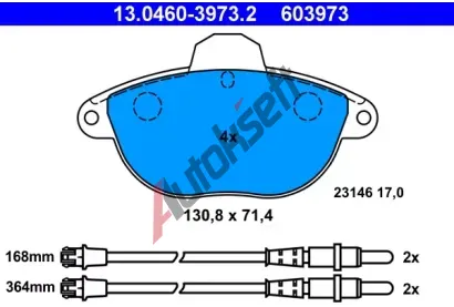 ATE Sada brzdovch destiek AT 23146, AT 603973