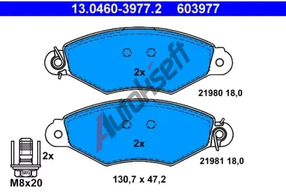 ATE Sada brzdovch destiek AT 603977, AT 21981