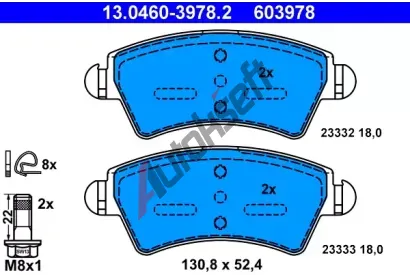 ATE Sada brzdovch destiek AT 23333, AT 603978