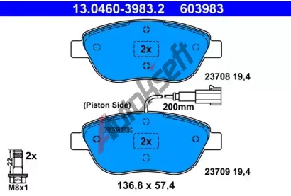 ATE Sada brzdovch destiek AT 23710, AT 603983