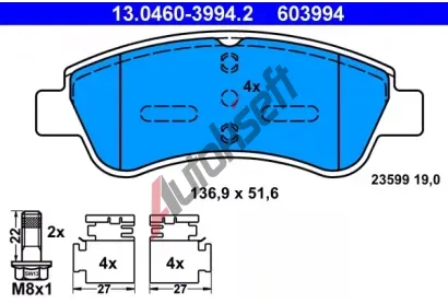 ATE Sada brzdovch destiek AT 23599, AT 603994