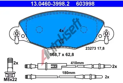 ATE Sada brzdovch destiek AT 23273, AT 603998