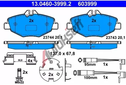 ATE Sada brzdovch destiek AT 23744, AT 603999