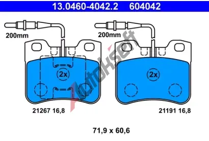 ATE Sada brzdovch destiek AT 21267, AT 604042