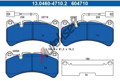 ATE Sada brzdovch destiek AT 604710, 13.0460-4710.2