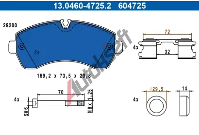 ATE Sada brzdovch destiek AT 604725, 13.0460-4725.2