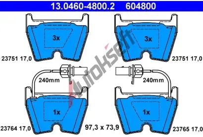 ATE Sada brzdovch destiek AT 23765, AT 604800