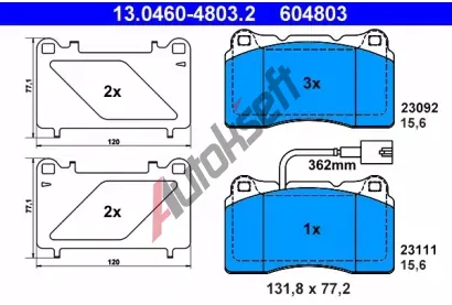 ATE Sada brzdovch destiek AT 604803, AT 23111