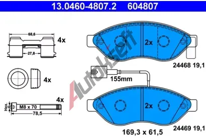ATE Sada brzdovch destiek AT 24469, AT 604807
