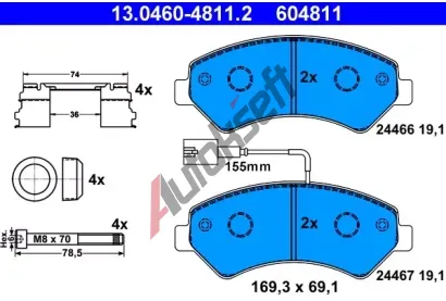 ATE Sada brzdovch destiek AT 24467, AT 604811