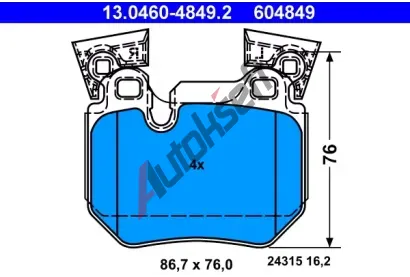 ATE Sada brzdovch destiek AT 24315, AT 604849