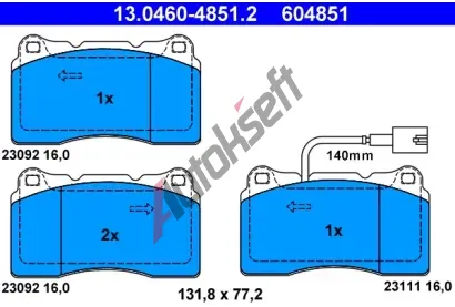 ATE Sada brzdovch destiek AT 604851, AT 23111