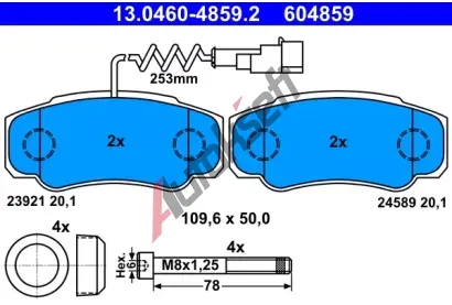 ATE Sada brzdovch destiek AT 24589, AT 604859