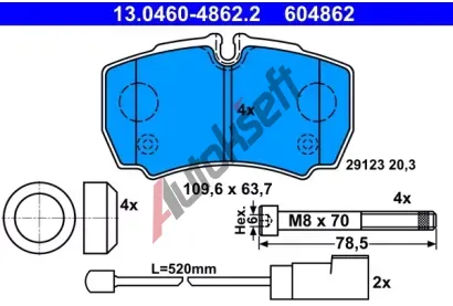 ATE Sada brzdovch destiek AT 604862, AT 29123