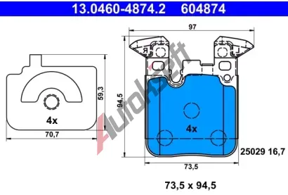 ATE Sada brzdovch destiek AT 604874, 13.0460-4874.2