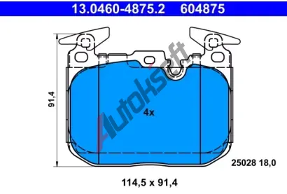 ATE Sada brzdovch destiek AT 604875, 13.0460-4875.2